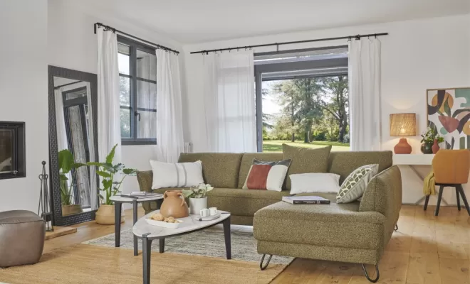 Canapé d'angle convertible Modulo avec coffre de rangement