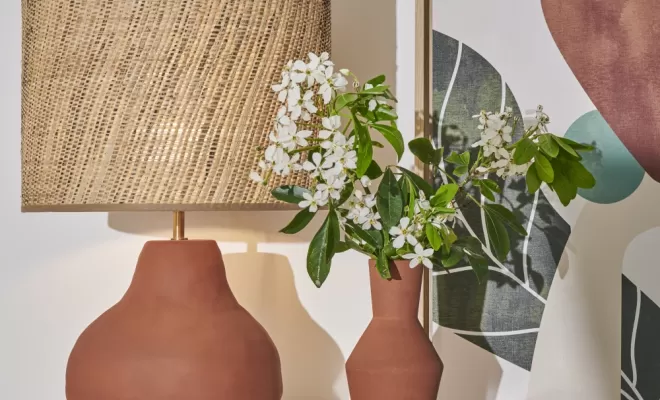 Lampe à poser porti terracota et vase assorti