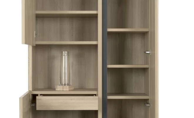 Vaisselier Natura ouvert en coloris chêne du bocage