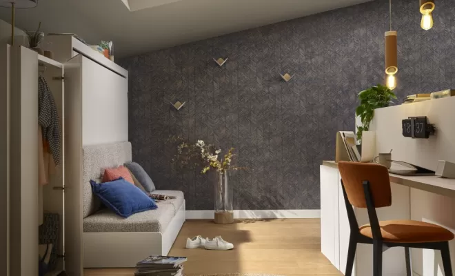 lit escamotable chant blanc horizontal fermé avec banquette