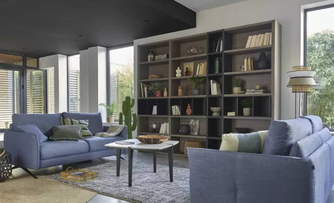 Table basse quadro revêtement mineral et pied anthracite en frêne massif 