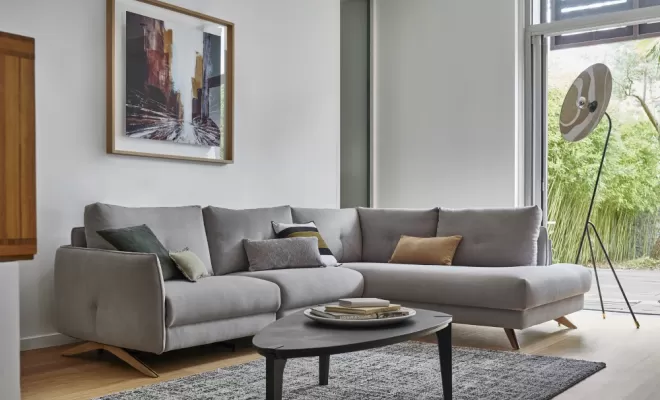 Canapé lounge en tissu avec méridienne et relax électrique