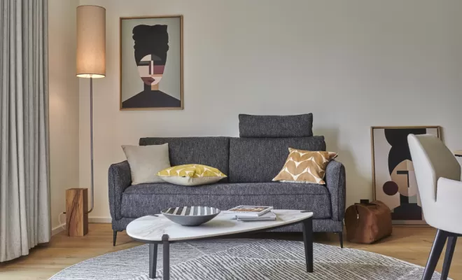 Canapé convertible Modulo en tissu 3 places avec têtière