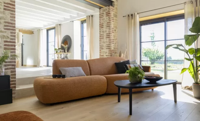 Canapé oasis avec terminal sans accoudoir couleur cognac