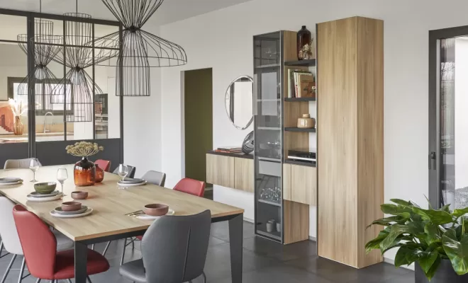 Composition séjour en chêne du bocage et noir